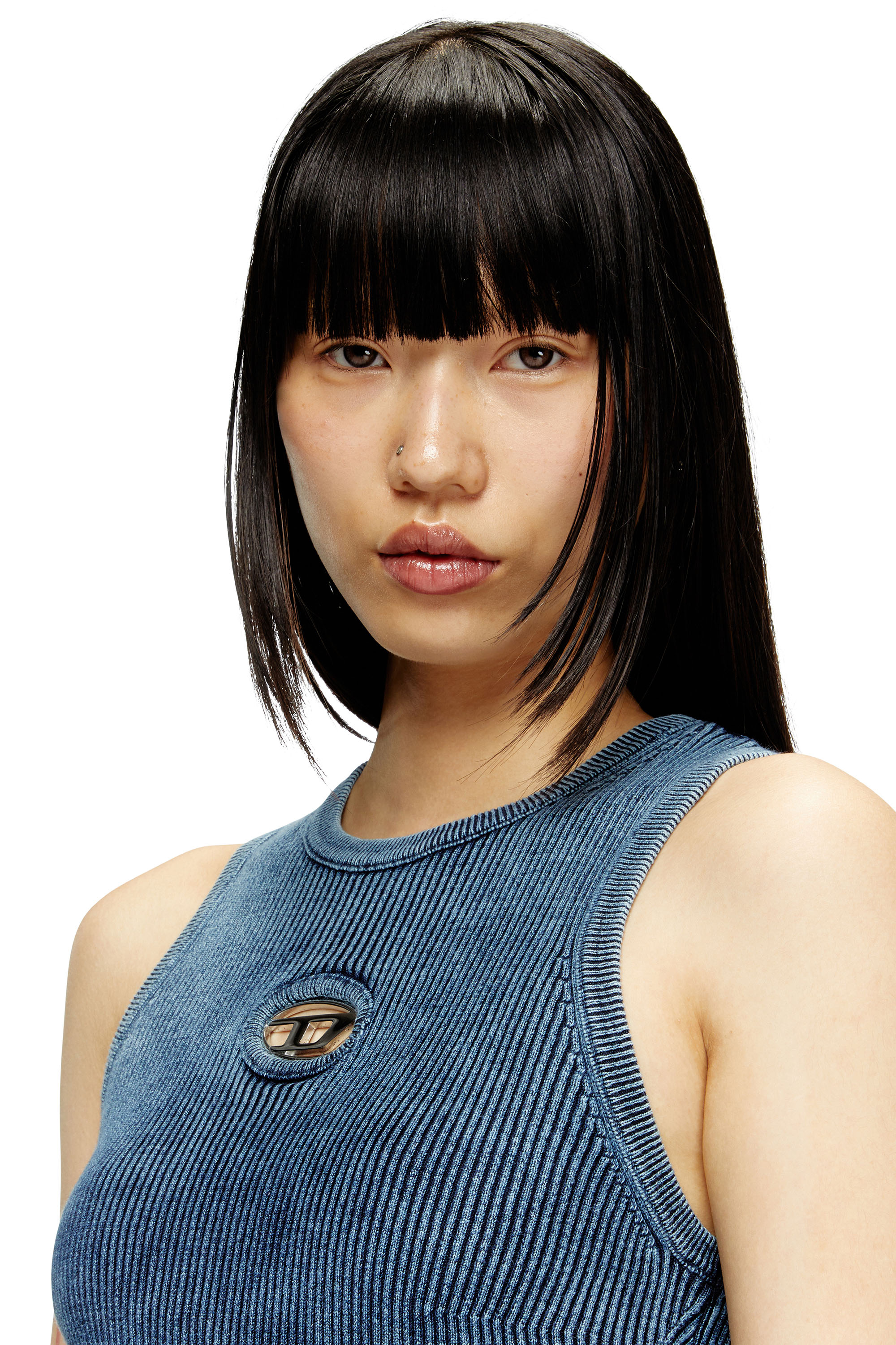 Diesel - M-ANCHOR-A-SL, Woman's Rib-knit tank top with Oval D in Dark Blue - 4