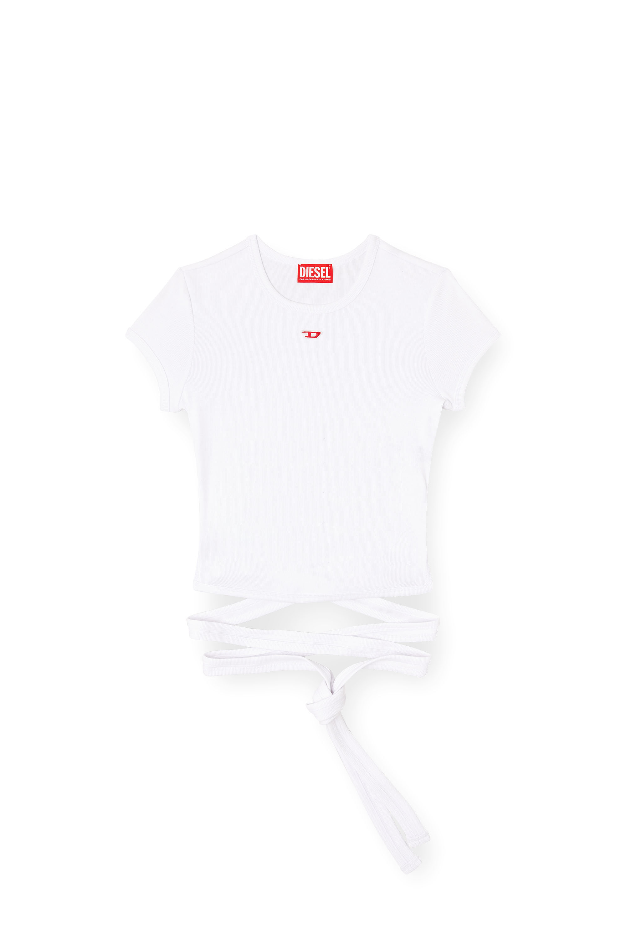 Diesel - T-BUNNY-TAIL, Camiseta con lazos cruzados Mujer in Blanco - 4