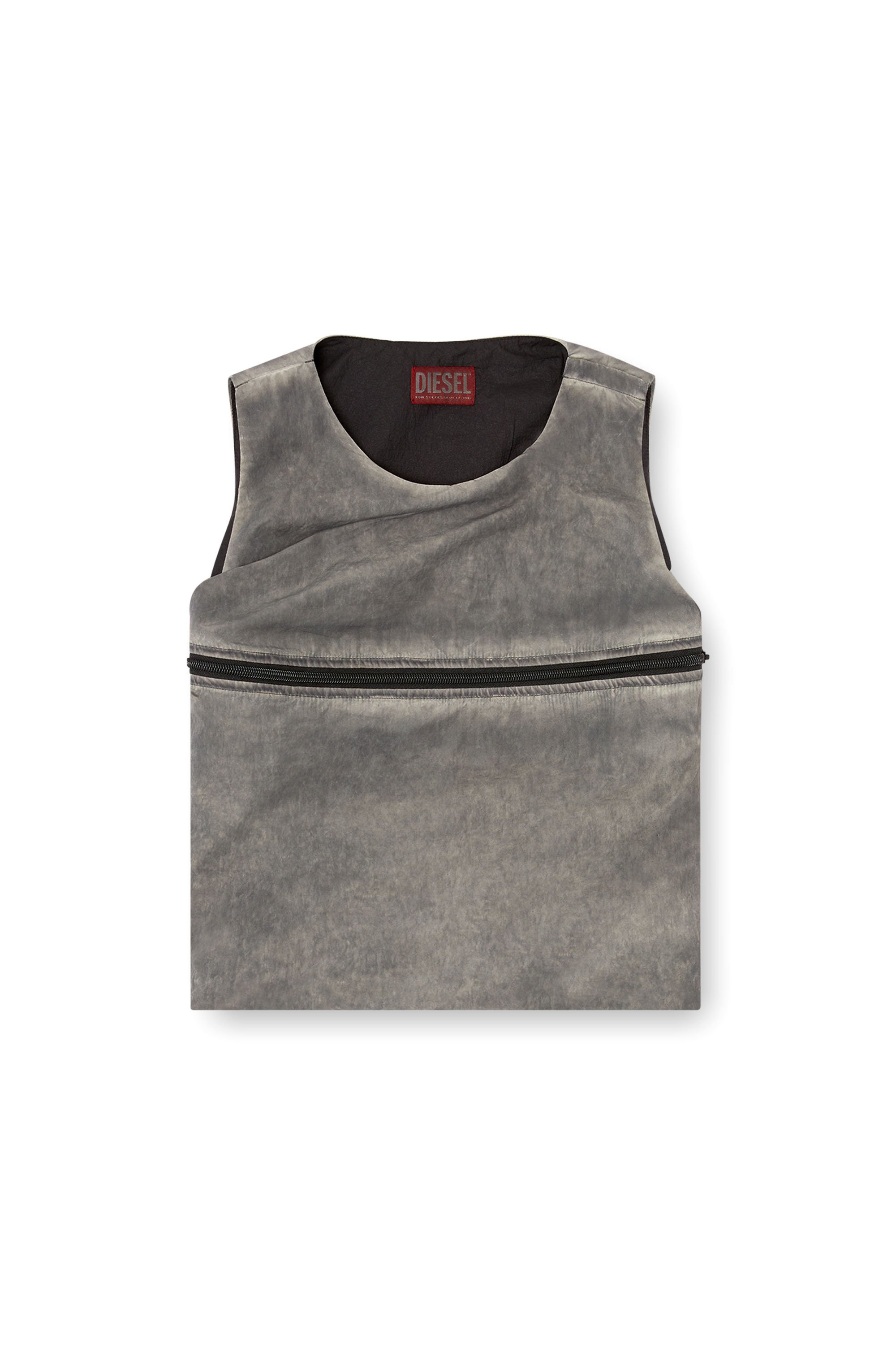 Diesel - T-ORIGIN, Top tipo burbuja con bolsillo utility Mujer in Gris - 4