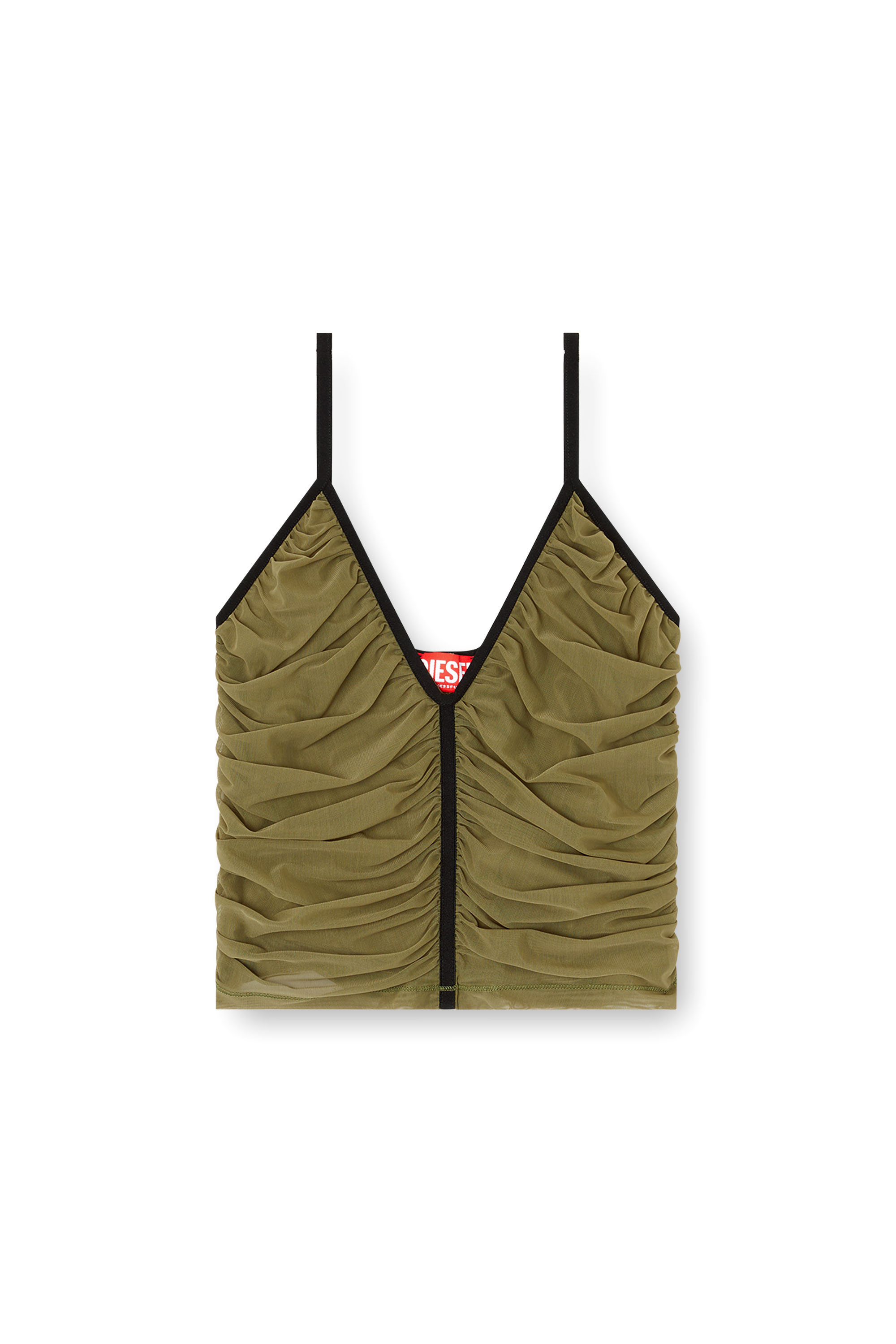 Diesel - T-AIKY, Top fruncido con tiras Mujer in Verde - 4