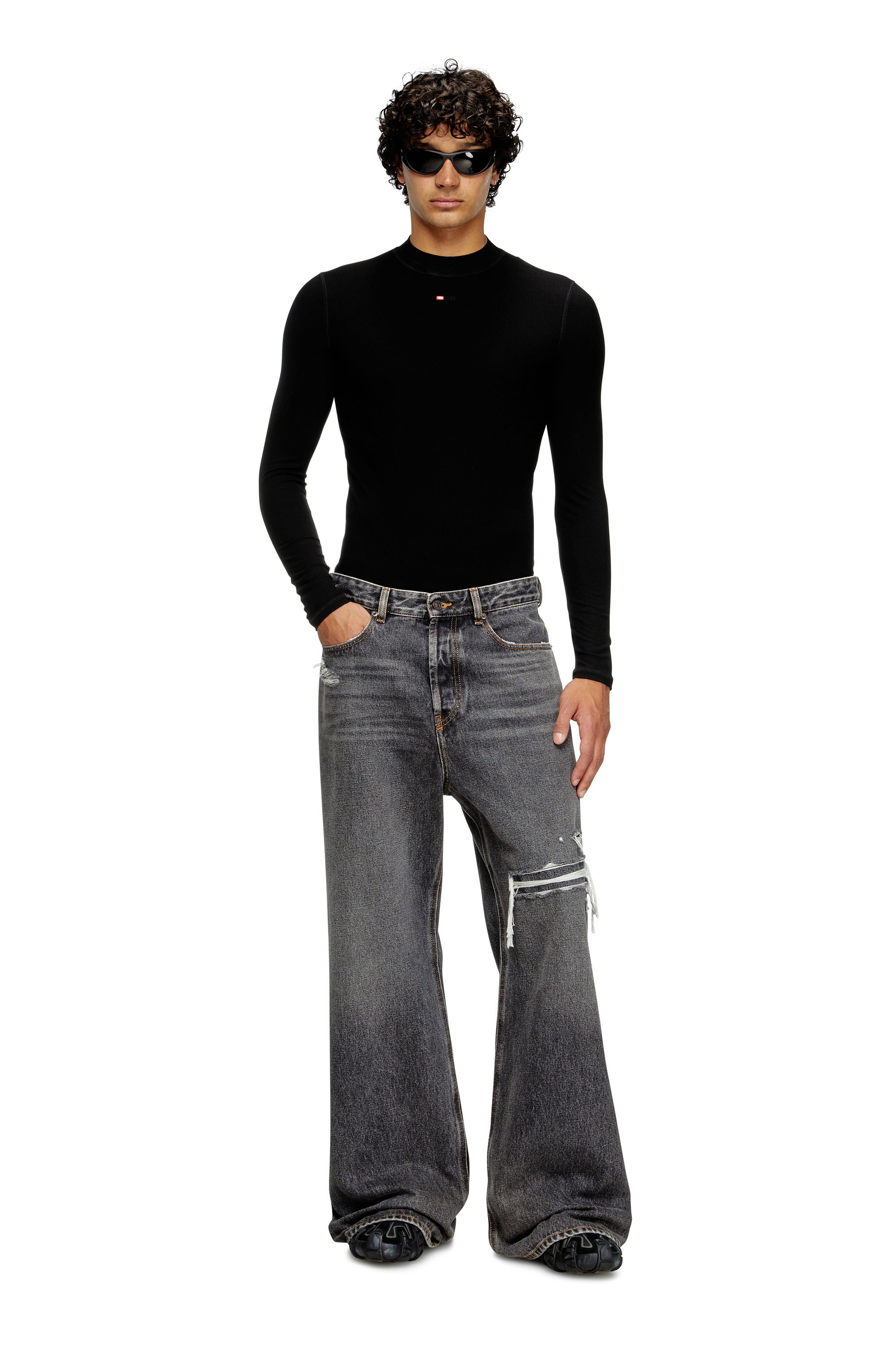 Diesel - Relaxed Jeans D-Rise 007F6 Hombre, Negro/Gris oscuro - 2