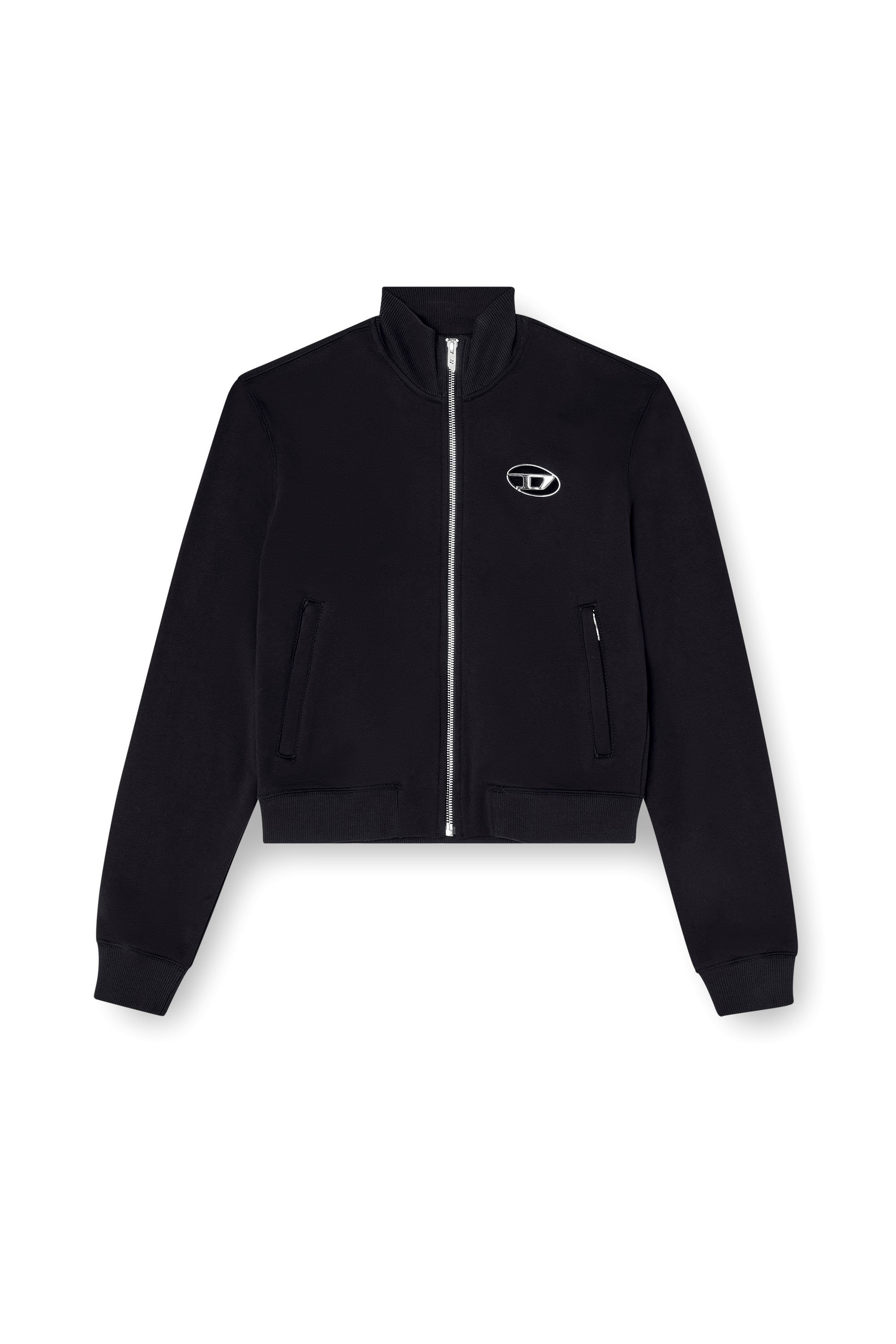 Diesel - F-FLACIN, Sudadera con cremallera con logotipo recortado Mujer in Negro - 4
