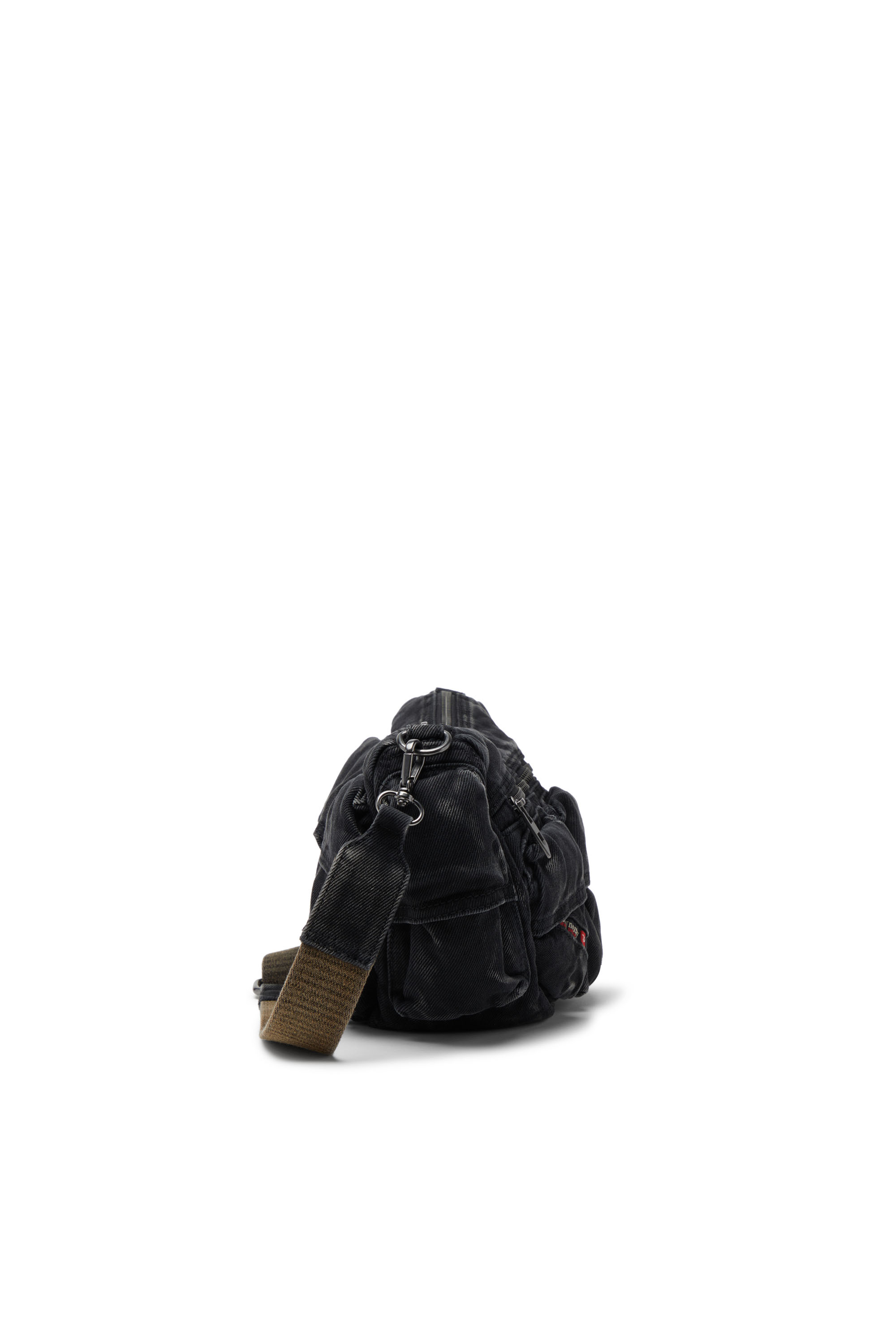 Diesel - MULTI-PKTS SHOULDER BAG X, Multi-Pkts-Bolso multipocket de denim lavado Unisex in Negro - 4