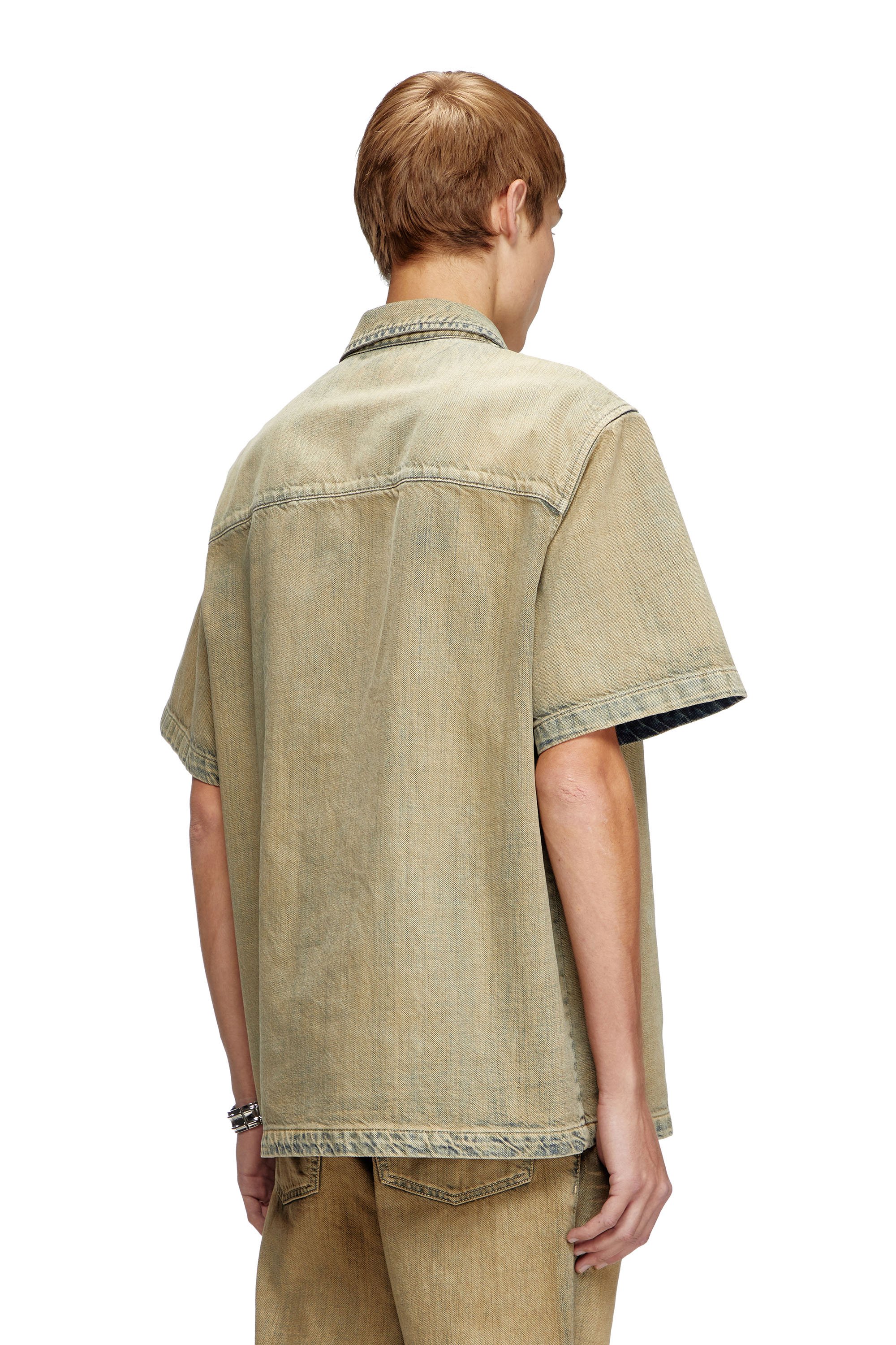 Diesel - D-NABIL-D, Camisa de bolos en denim cepillado dorado Hombre in Beige - 2